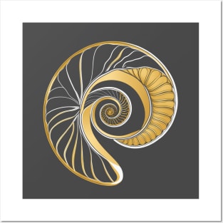 Fibonacci spiral seasheel geometric design for fibonacci day Posters and Art